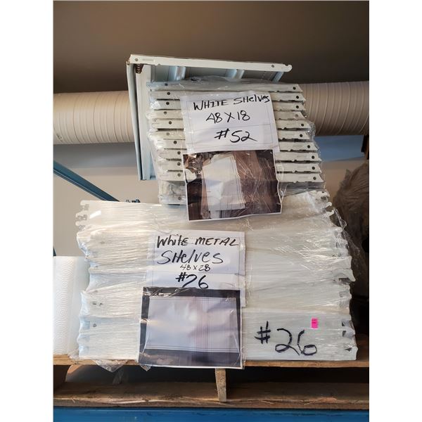 PALLET WITH ASSORTED WHITE SHELVES