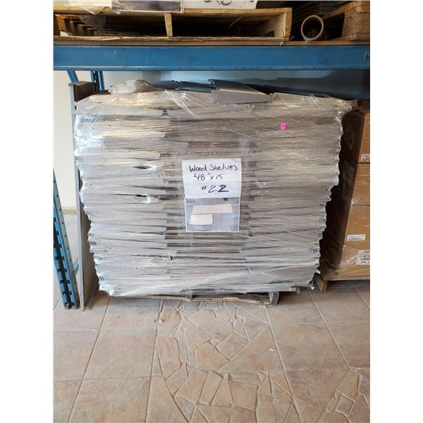PALLET OF 48" X 15" WOOD SHELVES