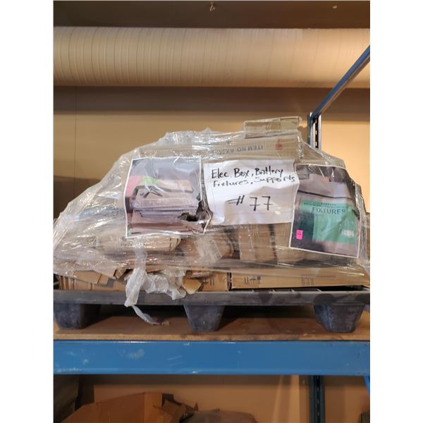 PALLET WITH ELECTRICAL BOX, BATTERY FIXTURES &