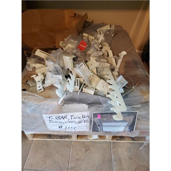 PALLET OF T BARS, BRACKETS & CROSS BARS