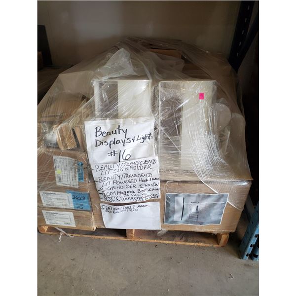 PALLET OF BEAUTY DISPLAYS AND LIGHTS
