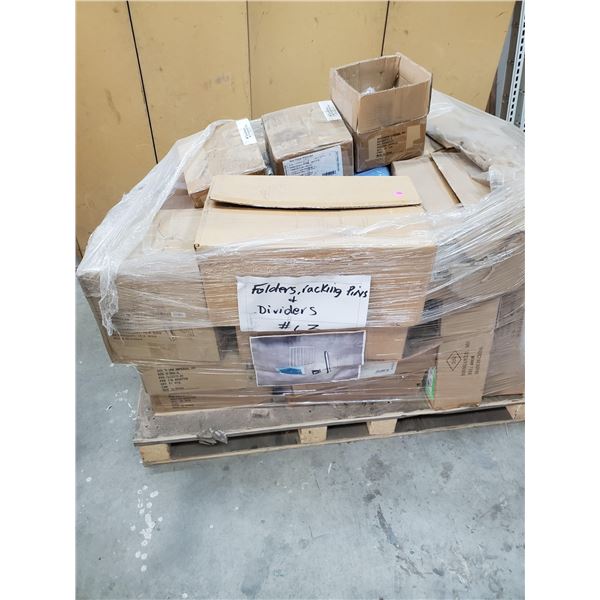 PALLET OF FOLDERS, RACKING PINS & DIVIDERS