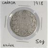 Image 1 : 1918 CANADIAN 50 CENT SILVER COIN.