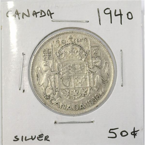 1940 CANADIAN 50 SILVER COIN.