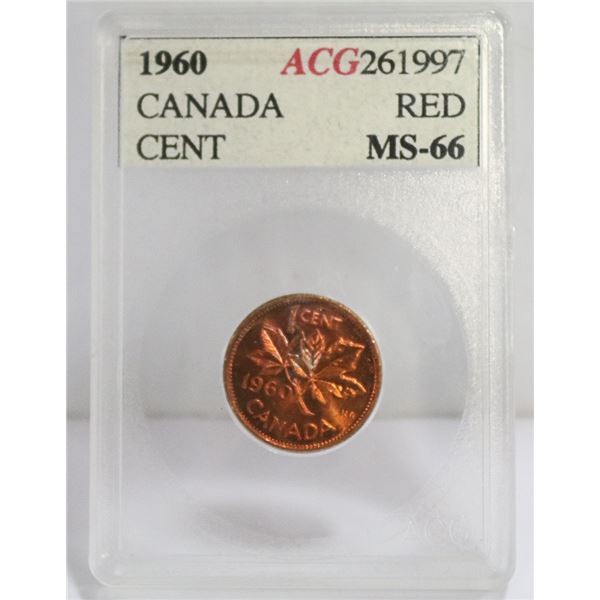 1966 CANADIAN PENNY CAMEO PL-68. ACG ACCUGRADE.