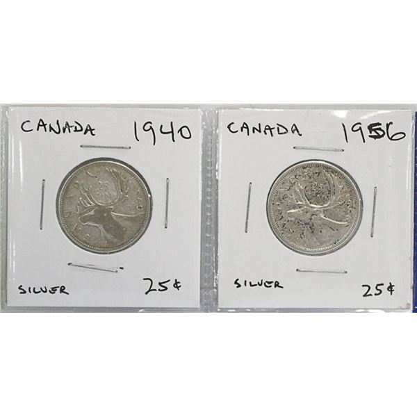 1940 AND 1956 CANADIAN 25 CENT SILVER