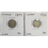 Image 1 : 1899 AND 1913 CANADIAN FIVE CENT SILVER COINS.