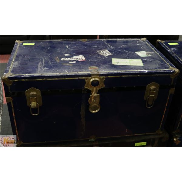 LARGE ANTIQUE STEAMER TRUNK METAL