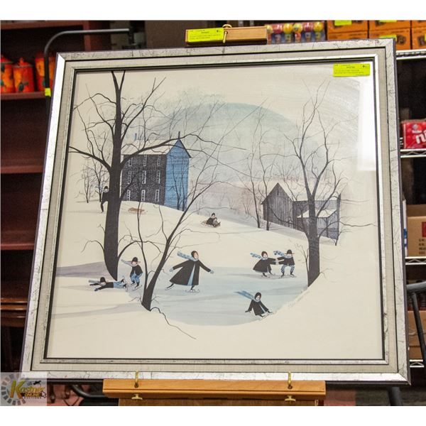 LTD ED #635/1000 "WINTER SKATERS"BY P.BUCKLEY MOSS
