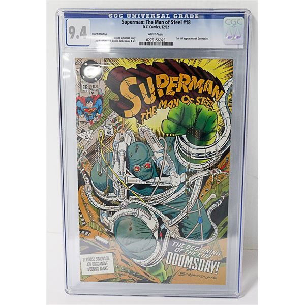CGC GRADED 9.4  MAN OF STEEL #18 4TH PRINTING