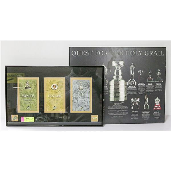 2 SPORTS PICTURES LOT GREY CUP AND STANLEY CUP