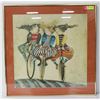 Image 1 : "WHIMSICAL GIRLS ON TRICYCLES" 26 X 26 FRAMED