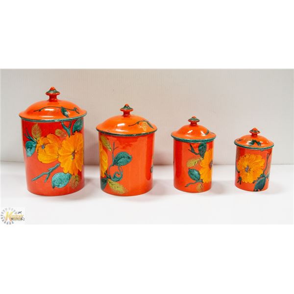 4PC VINTAGE CERAMIC CANISTER SET, MADE IN ITALY