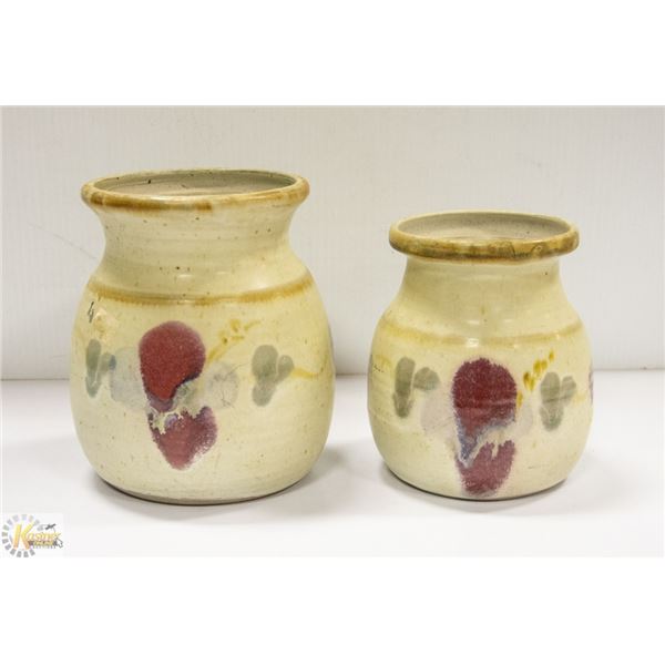 PAIR OF MATCHING HAND THROWN POTTERY JUGS