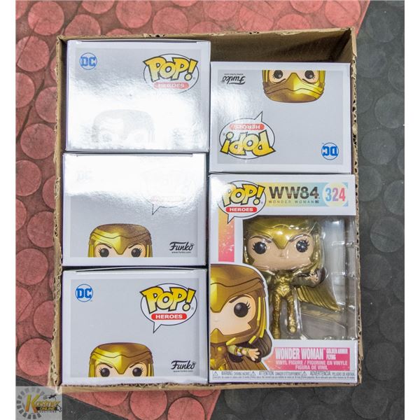 CASE WITH 6 WONDER WOMAN GOLDEN ARMOR FUNKO POPS