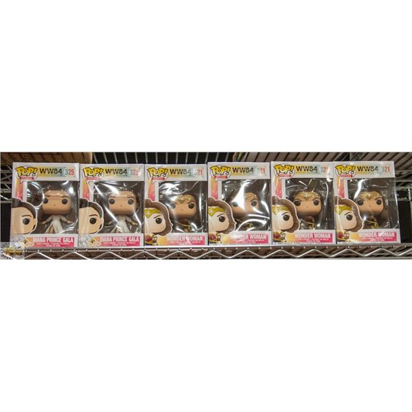 LOT OF 6 WONDER WOMAN AND DIANA PRINCE FUNKO POPS