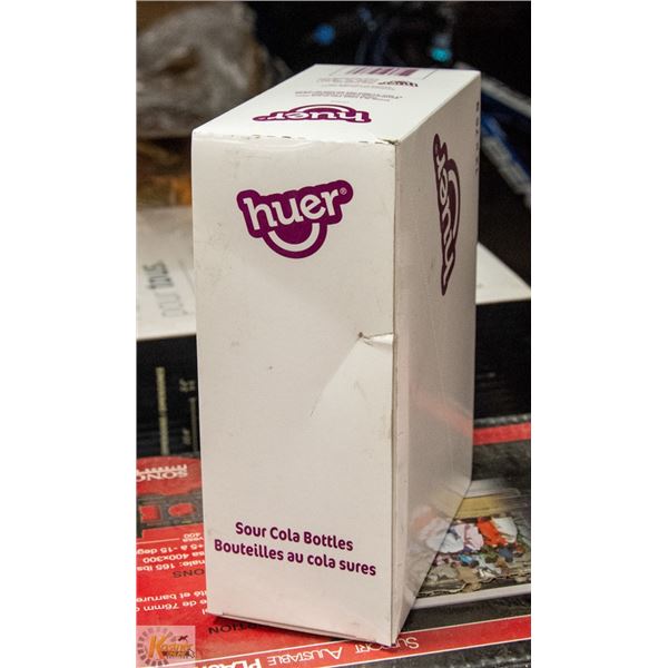 CASE WITH 12 75G PACKS OF HUER SOUR COLA BOTTLES