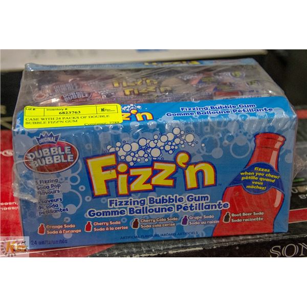CASE WITH 24 PACKS OF DOUBLE BUBBLE FIZZ'N GUM