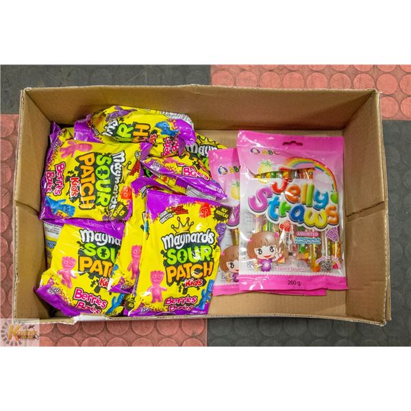 BOX WITH MAYNARDS SOUR PATCH KIDS & JELLY STRAWS