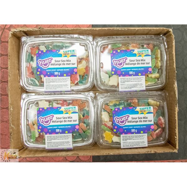CASE WITH 8 PACKS OF HUER SOUR CANDY