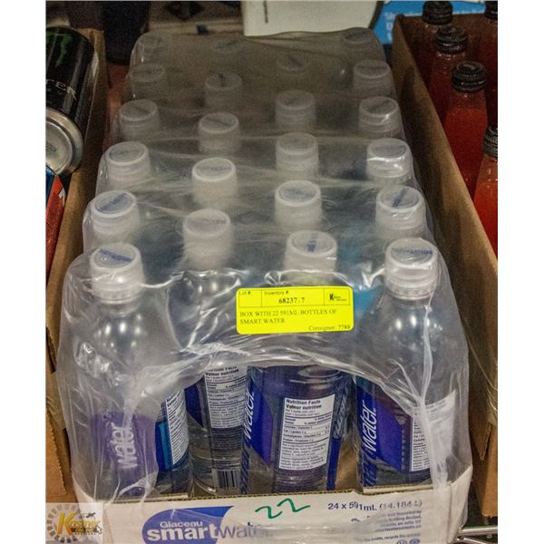 BOX WITH 22 591ML BOTTLES OF SMART WATER