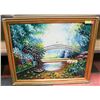 Image 1 : ANTIQUE UNTITLED OIL ON CANVAS "RIVER BRIDGE"