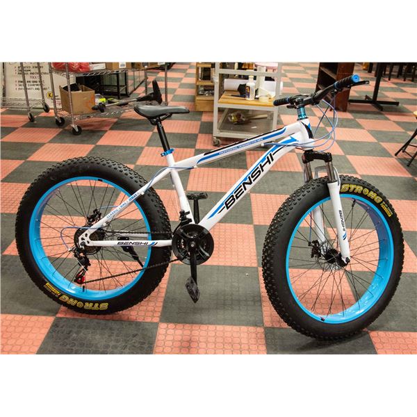 BENSHI FAT TIRE BIKE WHITE AND BLUE