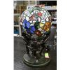 Image 1 : TIFFANY CHERUB GLOBE LAMP 19" TALL, HEAVY METAL
