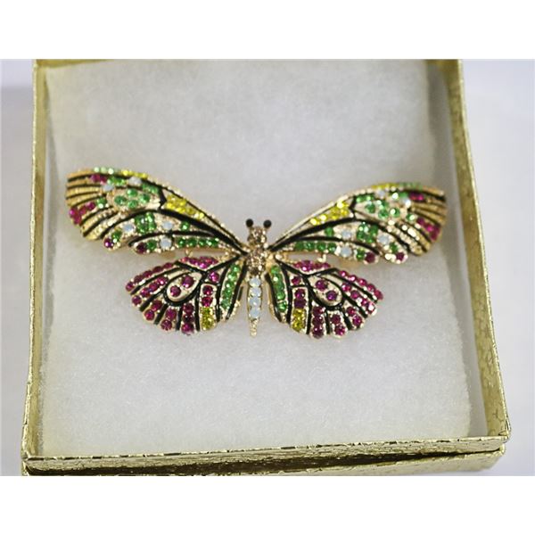 BUTTERFLY RHINESTONE BROOCH