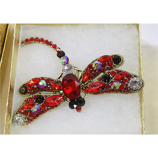 LARGE DRAGONFLY RHINESTONE BROOCH