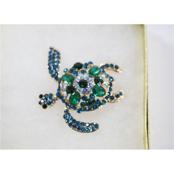 TURTLE RHINESTONE BROOCH