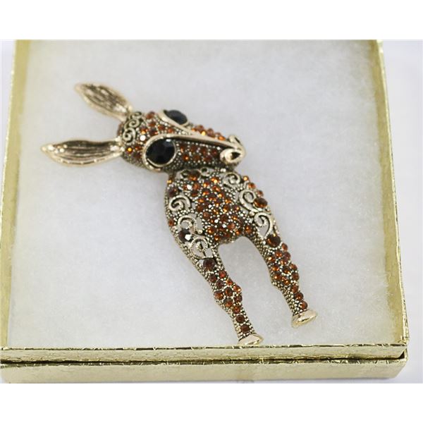 DONKEY RHINESTONE BROOCH
