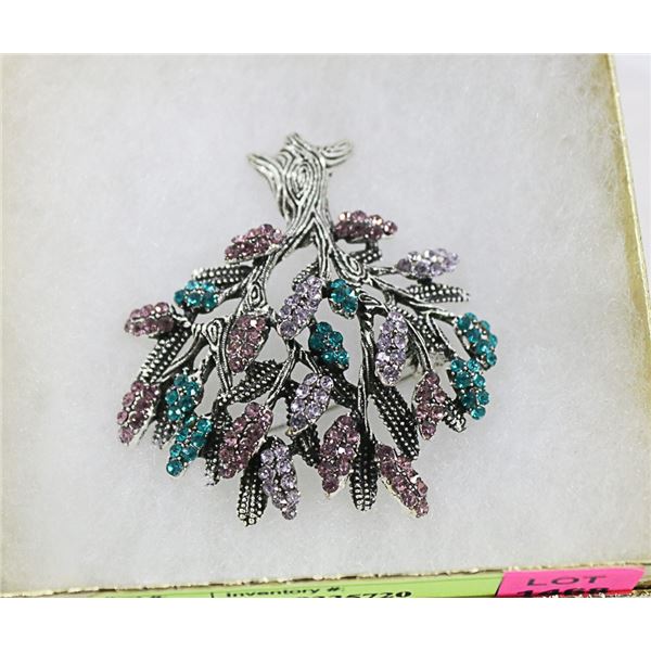 TREE OF LIFE RHINESTONE BROOCH