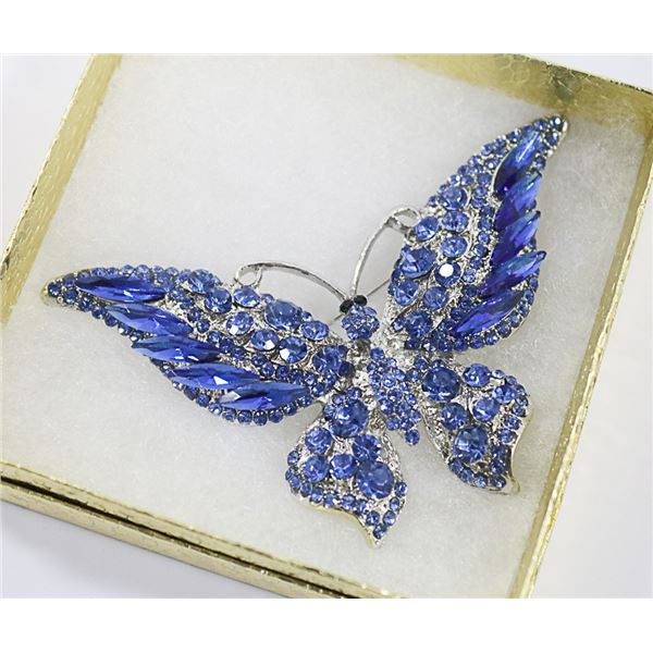 LARGE BUTTERFLY RHINESTONE BROOCH