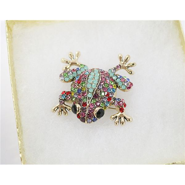 FROG RHINESTONE BROOCH