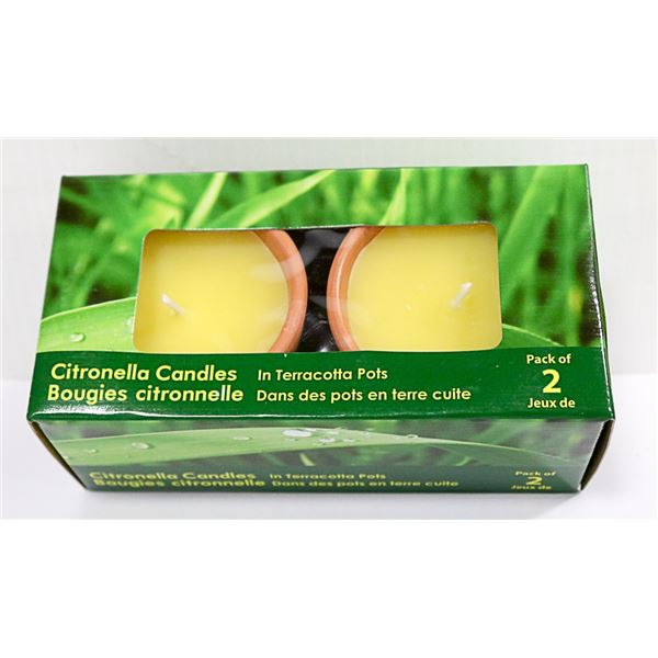 PACK OF 2 CITRONELLA CANDLES IN TERRACOTTA  POTS