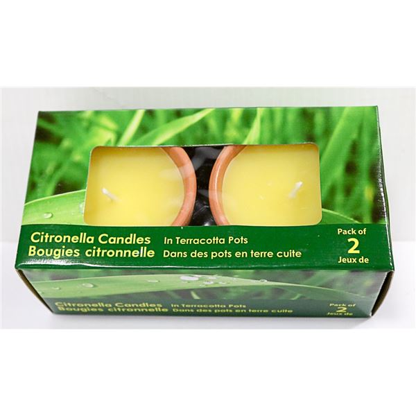 PACK OF 2 CITRONELLA CANDLES IN TERRACOTTA  POTS