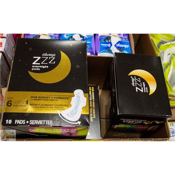 ALWAYS ZZZ OVERNIGHT PADS SIZE 6 LOT OF 3