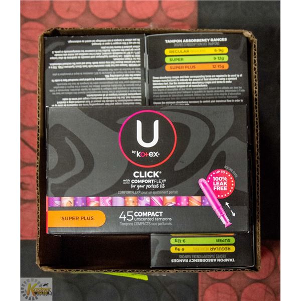 U CLICK TAMPONS SUPER PLUS CASE LOT OF 4