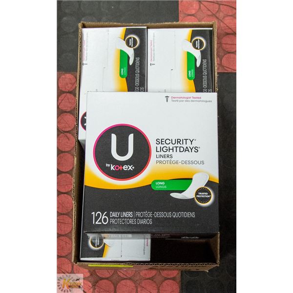 U BY KOTEX LIGHT DAYS LINERS LONG CASE LOT OF 4
