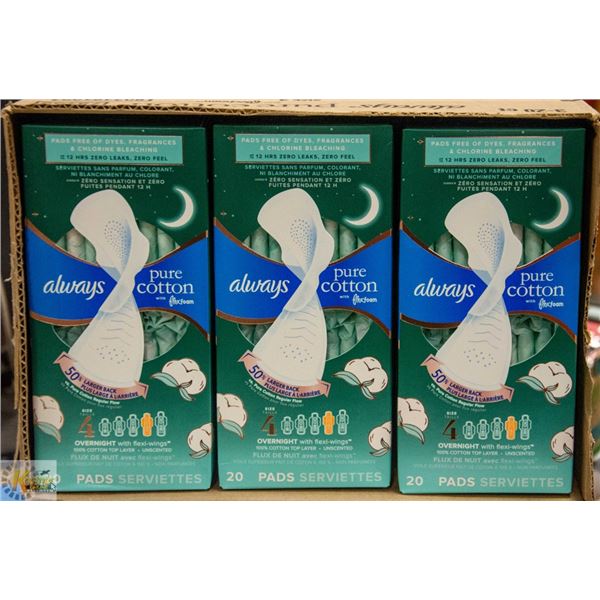 ALWAYS PURE COTTON PADS SIZE 4 CASE LOT