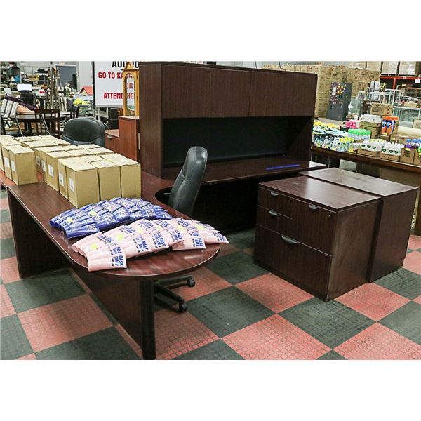 CORNER OFFICE DESK WITH 2 CHAIRS AND 2 CABINETS