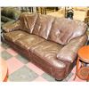 Image 1 : BROWN LEATHERETTE SOFA -SOME DAMAGE