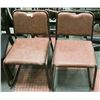 Image 1 : 2 METAL CHAIRS WITH BROWN LEATHERETTE SEATS