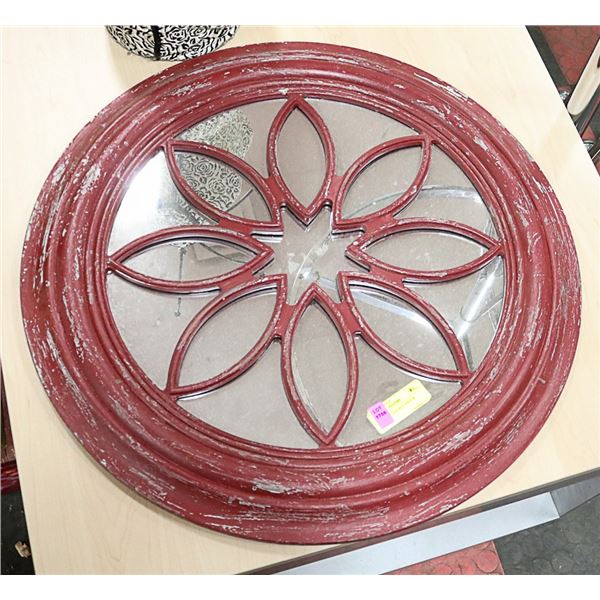 LARGE VINTAGE RED MIRROR