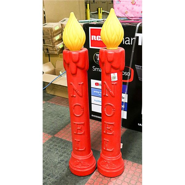 VINTAGE BLOW MOLD NOEL XMAS LARGE CANDLES