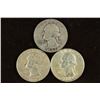 1941, 1952 & 1964 WASHINGTON SILVER QUARTERS
