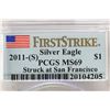 Image 3 : 2011 (S) AMERICAN SILVER EAGLE PCGS MS69