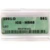 Image 3 : 1991-D USO COMMEMORATIVE SILVER DOLLAR ICG MS68