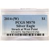 Image 3 : 2014 (W) AMERICAN SILVER EAGLE PCGS MS70 STRUCK